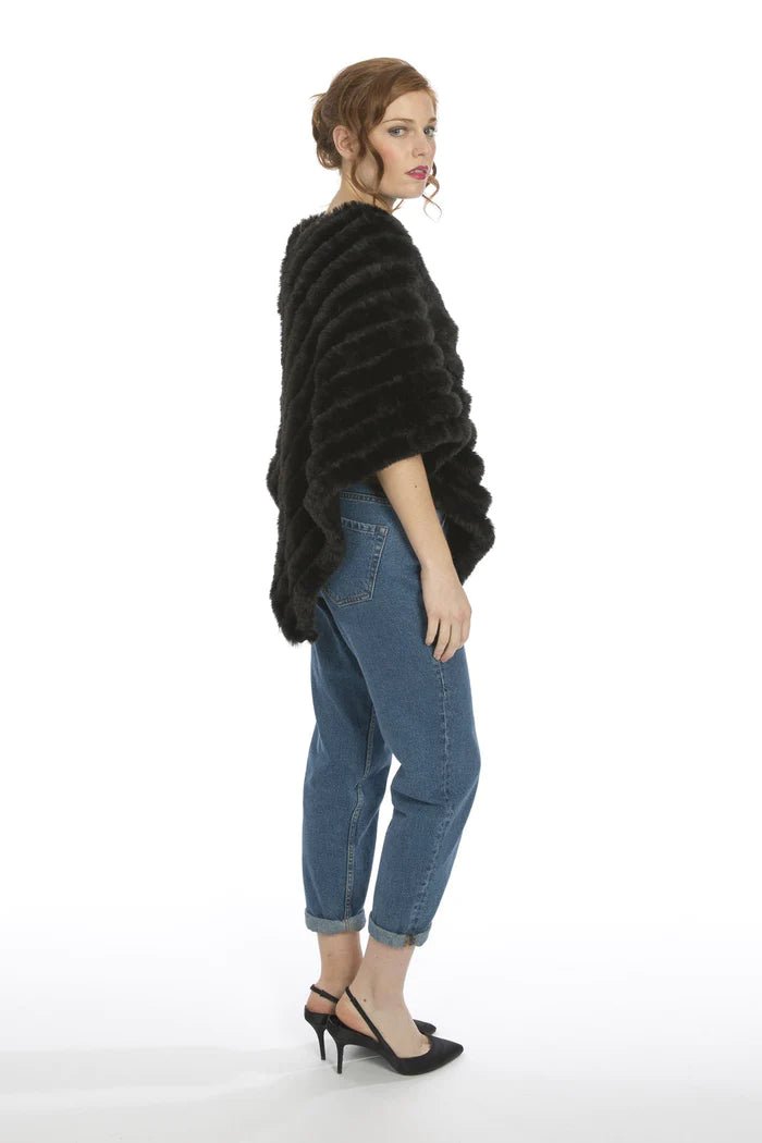 Black Faux Fur Poncho - Franklins