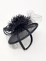Black Flower & Net Disc Hairband Fascinator - Franklins