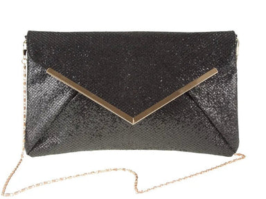 Black Glitter Clutch Bag - Franklins