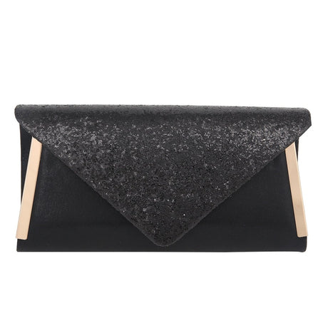 Black Glitter Evening Clutch Bag - Franklins