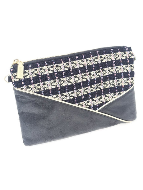 Black & Gold Knit Zip Clutch Bag - Franklins