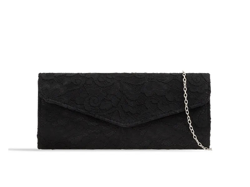 Black Lace Overlay Clutch Bag - Franklins