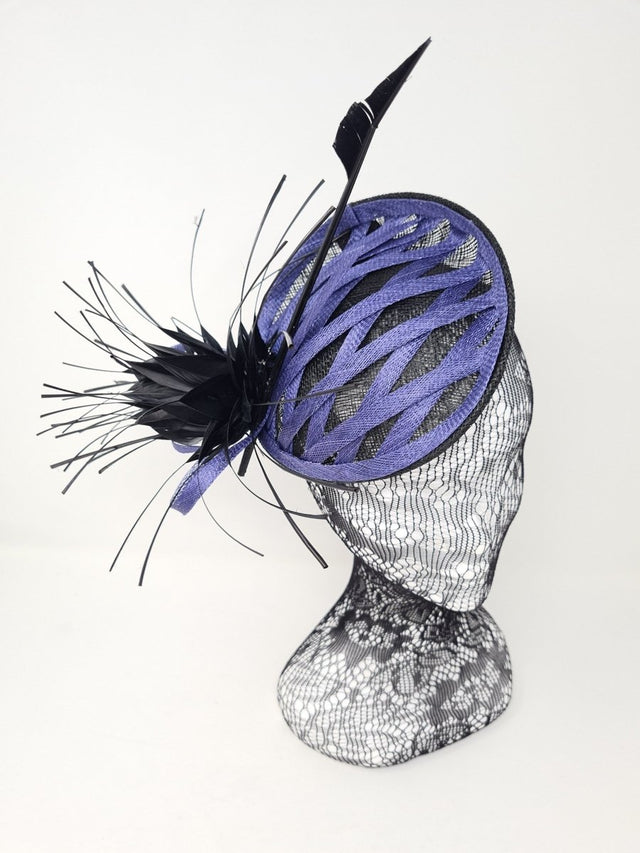 Black & Lapis Criss Cross Fascinator - Franklins