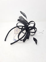 Black Matte Satin Looped Hairband Fascinator - Franklins