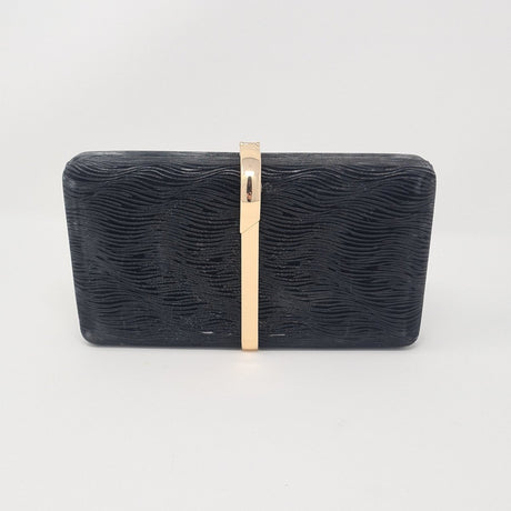 Black Metallic Box Clutch Bag - Franklins