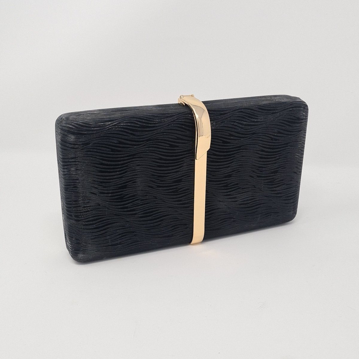 Black Metallic Box Clutch Bag - Franklins