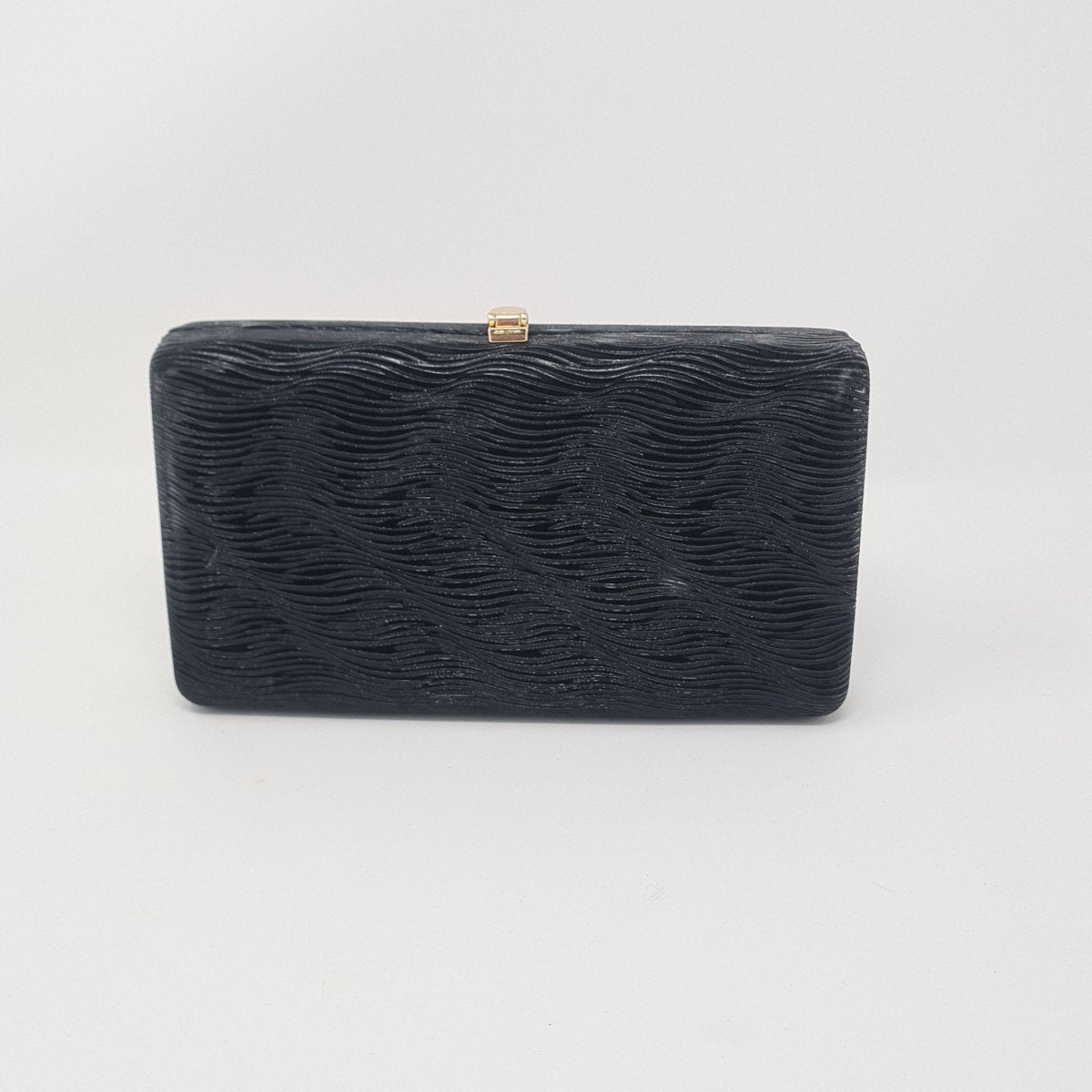 Black Metallic Box Clutch Bag - Franklins