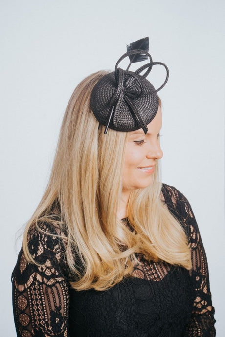 Black Pillbox Fascinator With Feather - Franklins