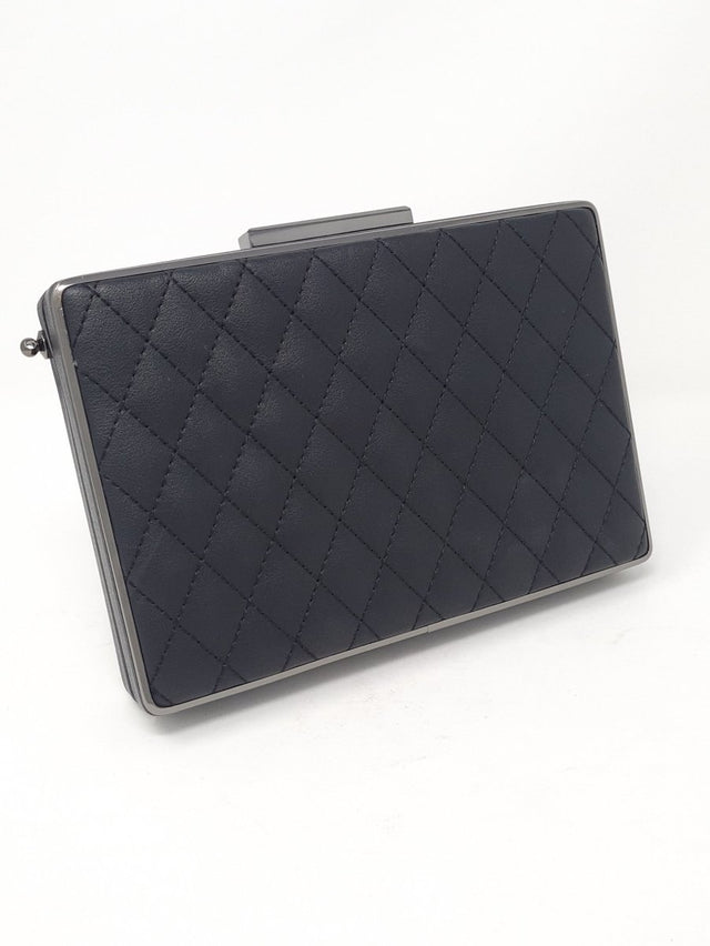 Black Quilted Box Clutch Bag - Franklins