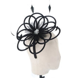 Black Satin & Pearl Looped Fascinator - Franklins