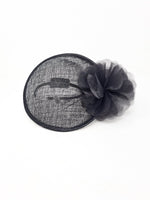 Black Sinamay & Crin Flower Disc Hairband Fascinator - Franklins