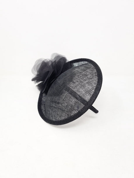 Black Sinamay & Crin Flower Disc Hairband Fascinator - Franklins