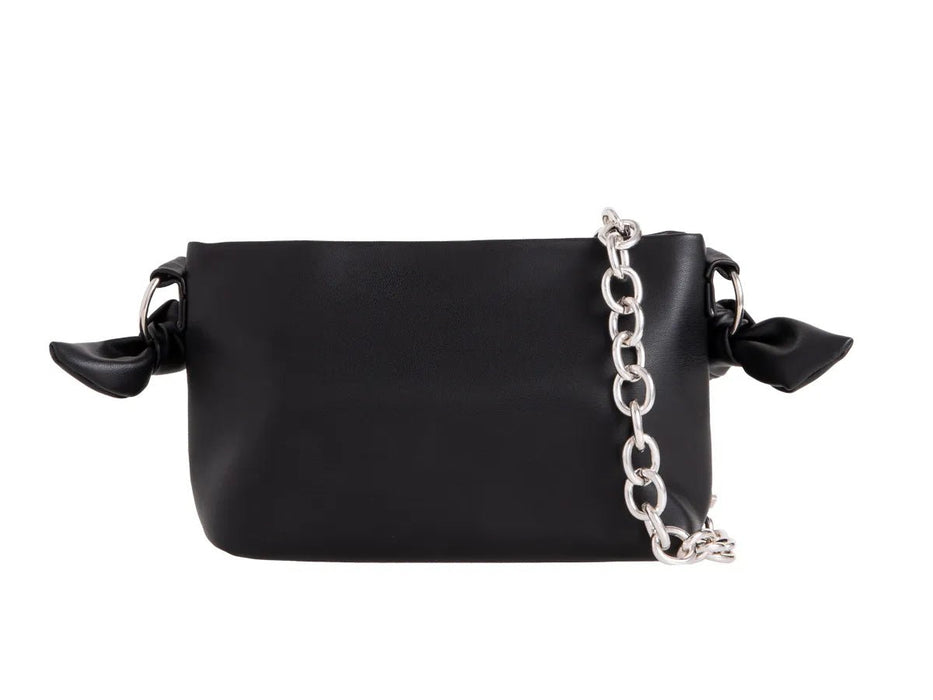 Black Soft Leatherette Quilted Handbag - Franklins