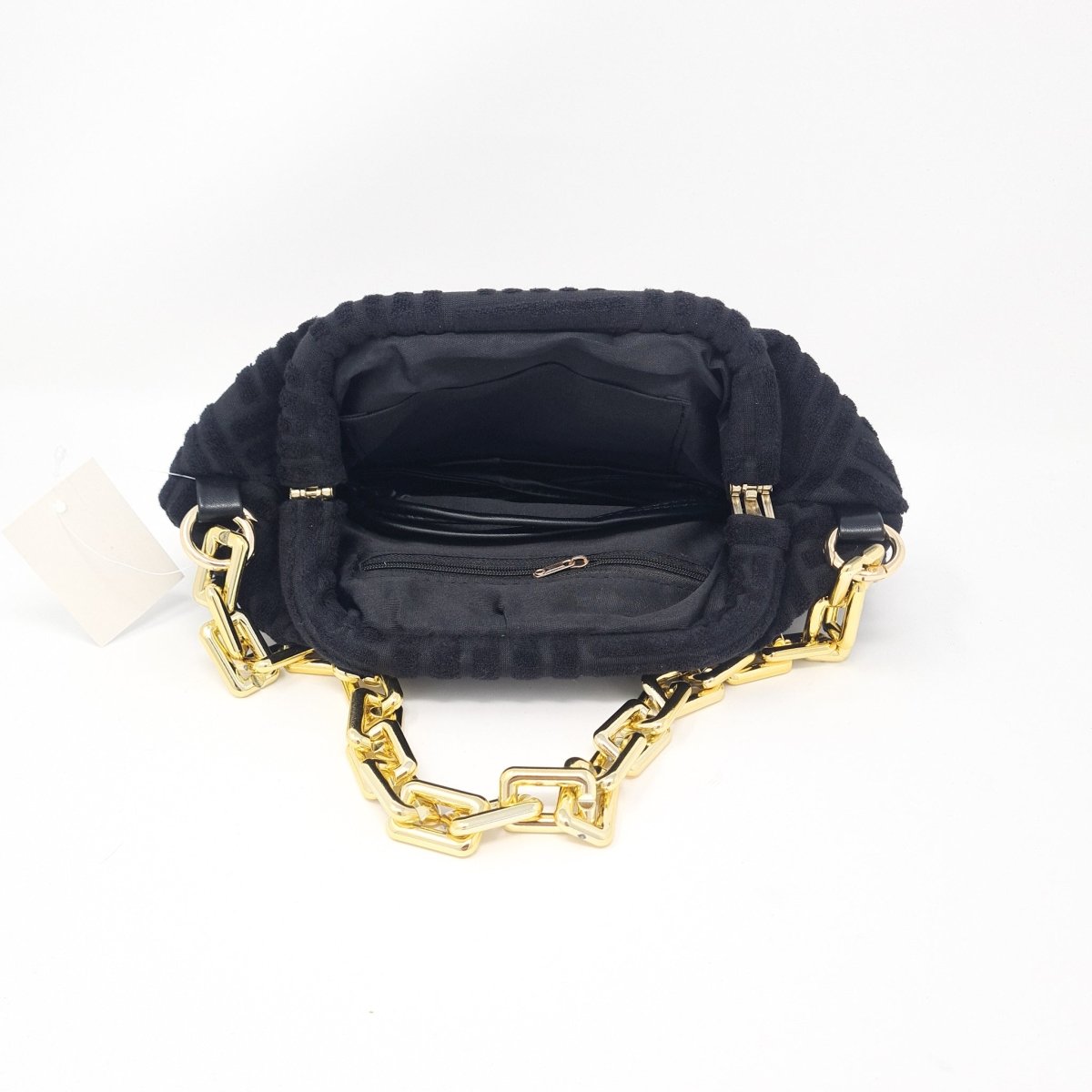 Black Towel Feel Gold Chain Handbag - Franklins