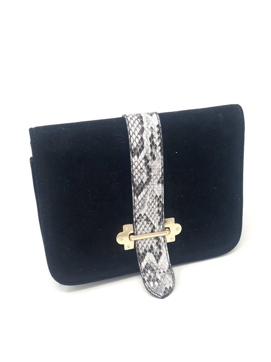 Black Velvet Snake Print Bag - Franklins