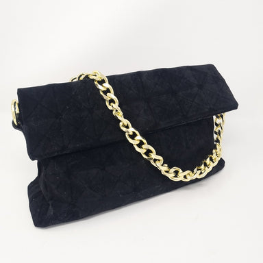 Black Velvet Soft Feel Gold Chain Handbag - Franklins