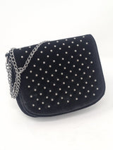 Black Velvet Studded Mini Handbag - Franklins