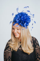 Blue Feather Flower Satin Hairband Fascinator - Franklins