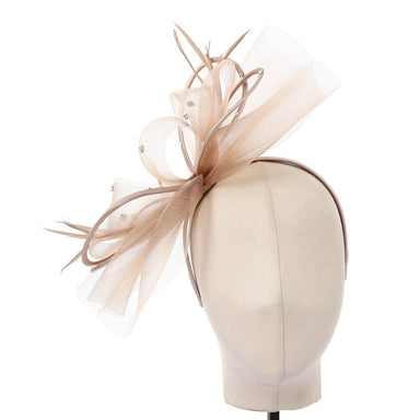 Blush Nude Diamante Looped Feather Hairband Fascinator - Franklins