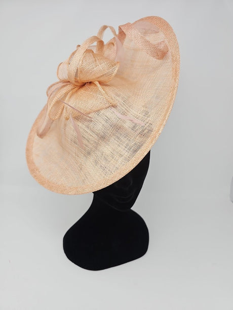 Blush Peach Sinamay Disc Fascinator - Franklins