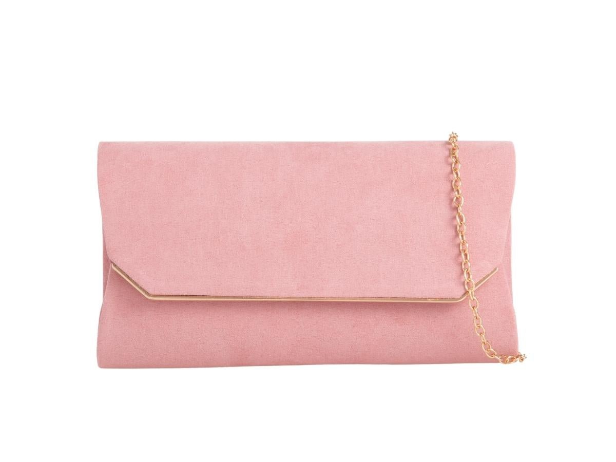 Blush Suede Envelope Clutch Bag - Franklins