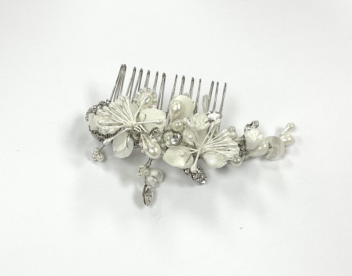 Bridal Pearl & Shell Comb With Crystal Embellishment - Franklins