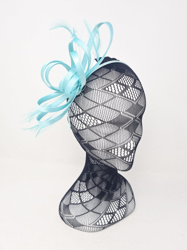 Bright Aqua Blue Satin Loop Hairband Fascinator - Franklins