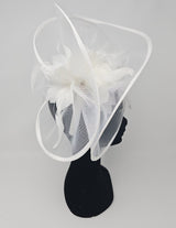 Bright White Net Large Fascinator - Franklins