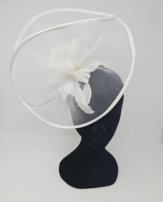 Bright White Net Large Fascinator - Franklins