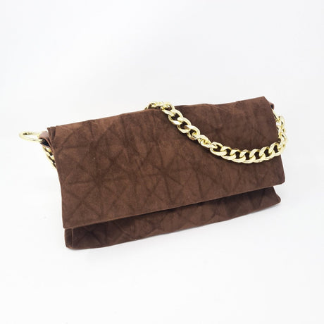 Brown Velvet Soft Feel Gold Chain Handbag - Franklins