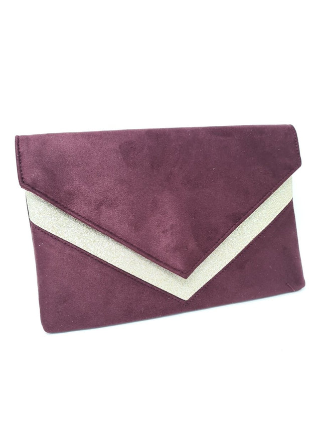 Burgundy & Gold Envelope Clutch Bag - Franklins