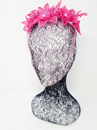 Camalia Pink Hairband Fascinator With Net Veil - Franklins