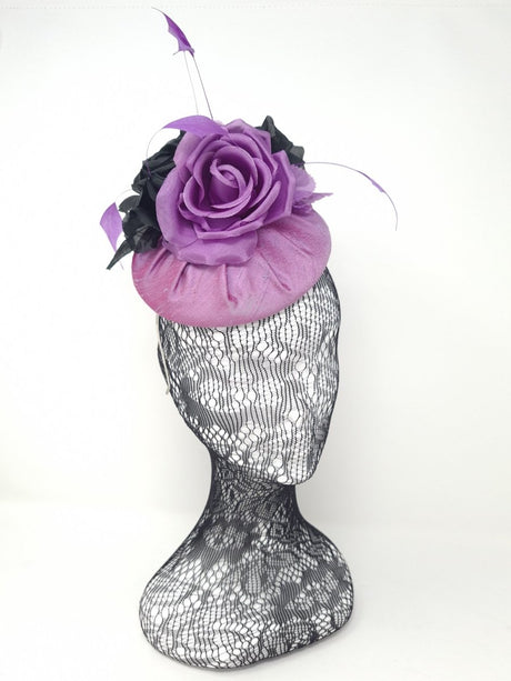 Cassis & Black Rose Flower Fascinator - Franklins