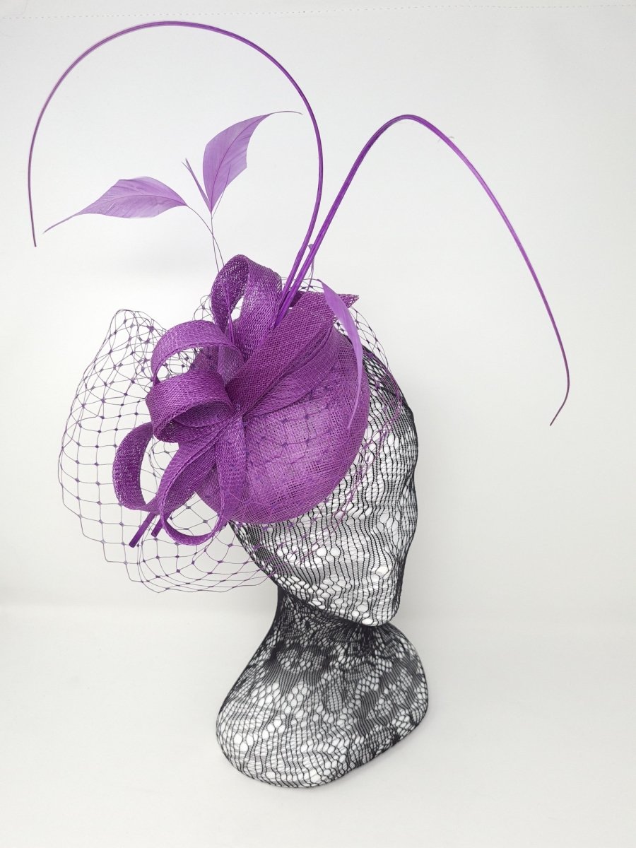 Cassis Pillbox Veiled Fascinator On Elastic - Franklins