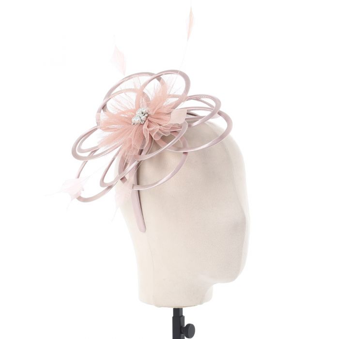 Champagne Blush Satin & Pearl Looped Fascinator - Franklins