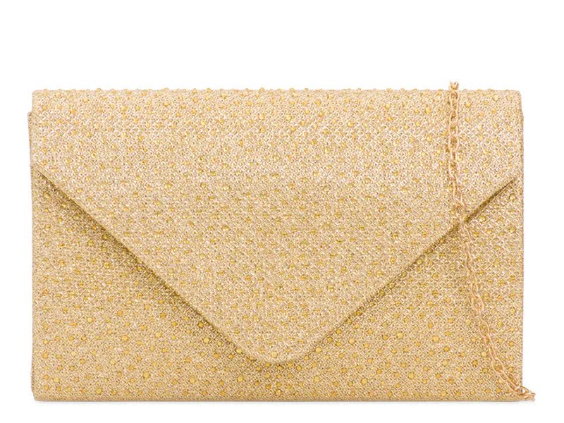 Champagne Crystal Diamante Clutch Bag - Franklins