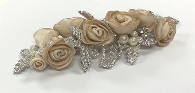 Champagne Flower Head Piece With Pearl & Rhinestone Detail - Franklins