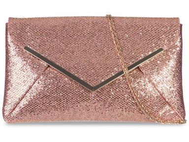 Champagne Pink Glitter Clutch Bag - Franklins