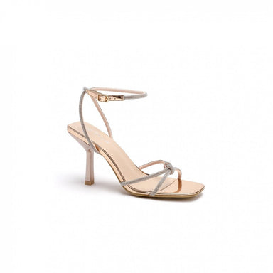 Champagne Strappy Diamante High Heel Shoes - Franklins