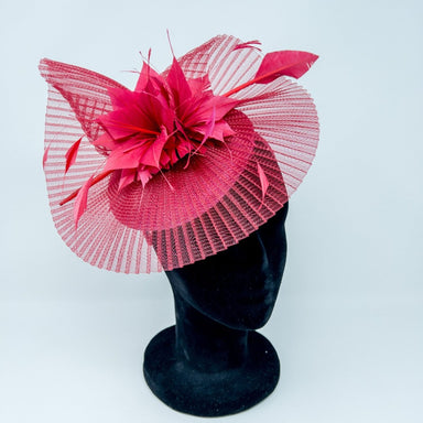 Cherry Red Feather Pleated Crin Net Hairband Fascinator - Franklins