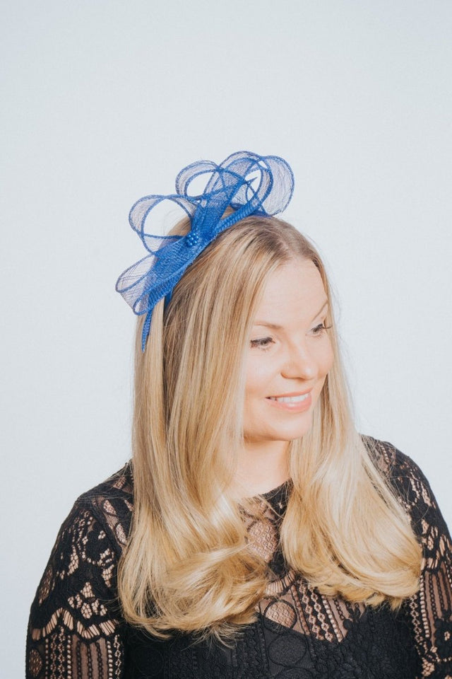 Cobalt Blue Bead Bow Loop Hairband Fascinator - Franklins