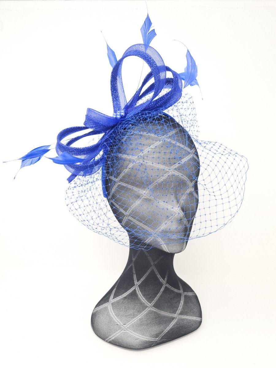 Cobalt Blue Bow Net Veil Fascinator - Franklins