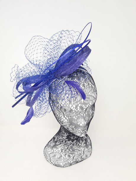 Cobalt Blue Hairband Fascinator With Net Detail - Franklins