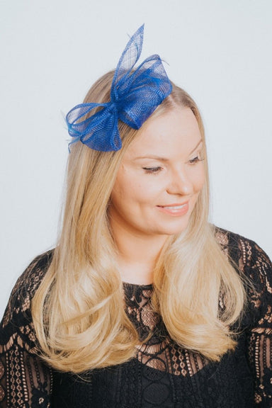 Cobalt Blue Small Sinamay Bow Fascinator - Franklins