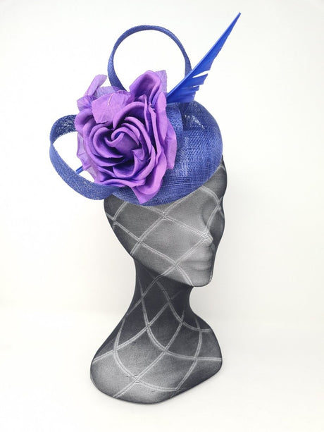 Cobalt Fascinator With Pink Flower - Franklins