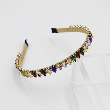 Coloured Crystal Beaded Gold Hairband - Franklins
