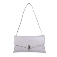 Cream Leather Look Bag with Silver Fastener - Franklins