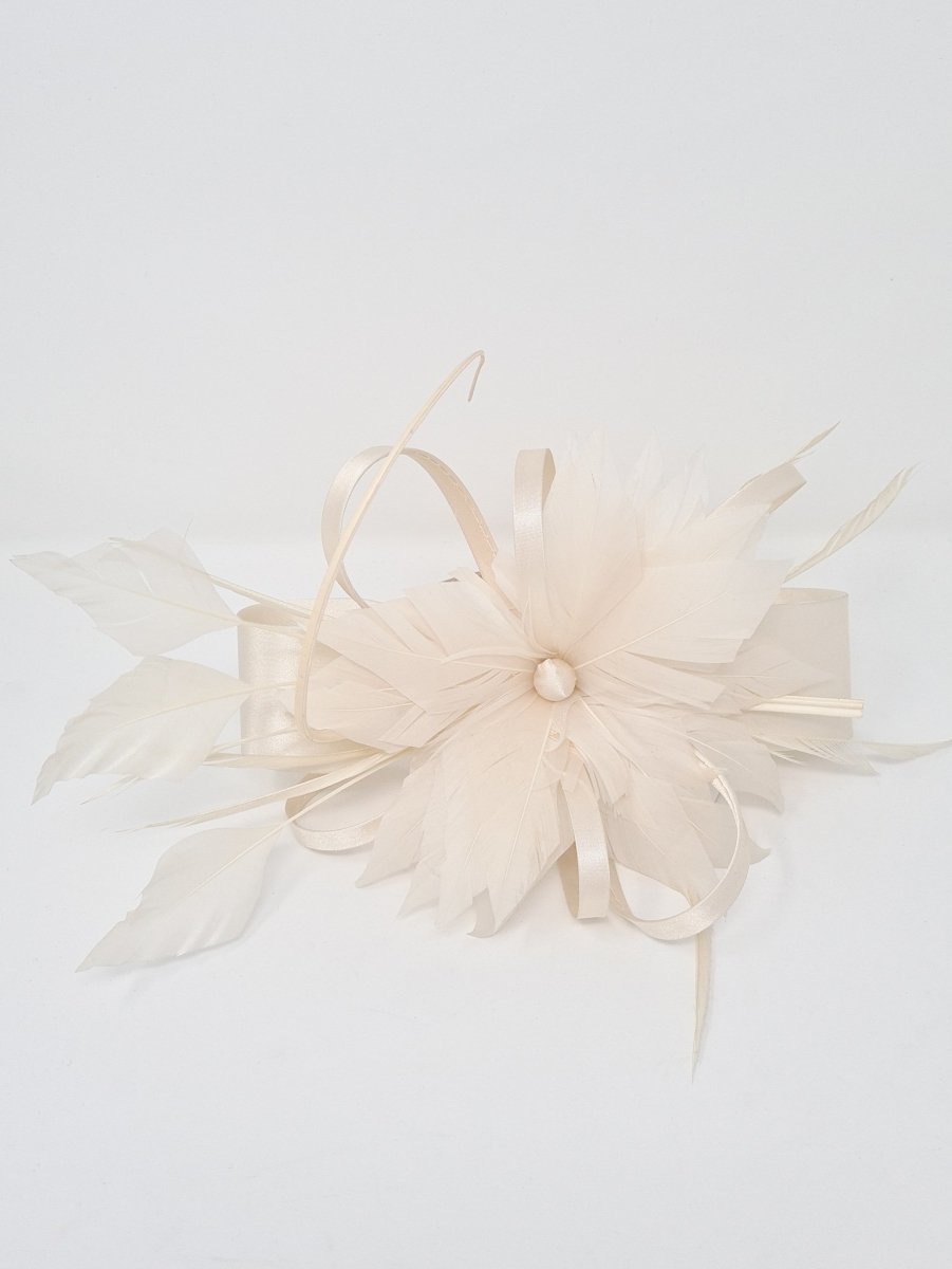 Cream Satin Feather Flower Fascinator - Franklins