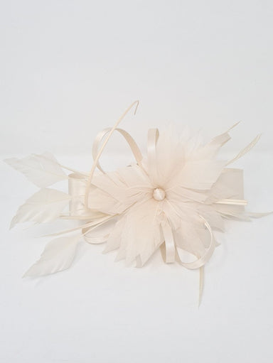 Cream Satin Feather Flower Fascinator - Franklins