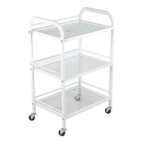 Crewe Orlando Beauty Trolley White with Frosted Glass - Franklins